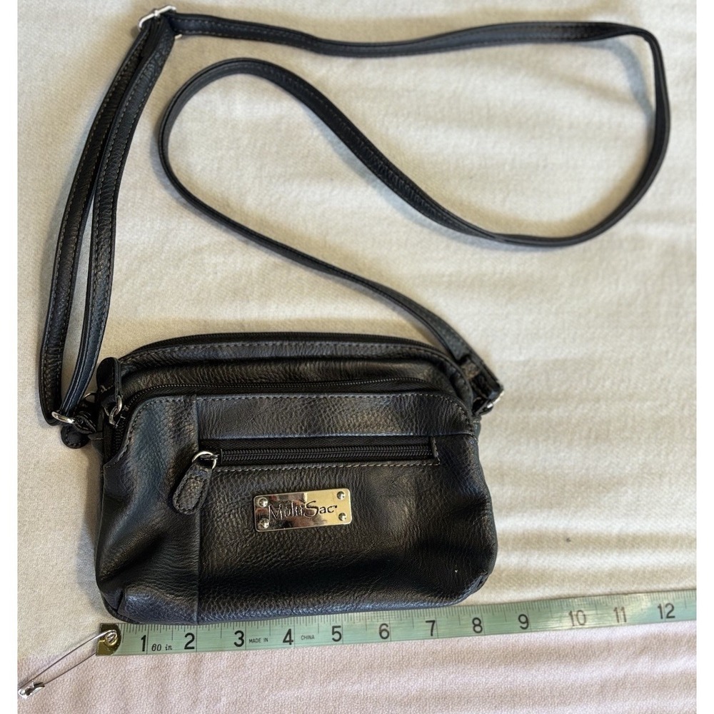 Multi Sac Black Vegan Leather Bag‎ Crossbody Purse Multiple Pockets Organizer